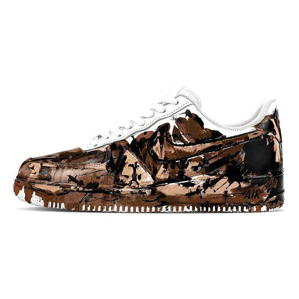[Custom Men's ink-wash painting]  Air Force 1 Skateboarding Shoes Men Low-top Brown/Black