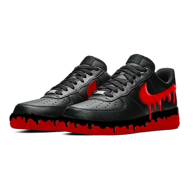 [Custom Male black chili peppers]  Air Force 1 Skateboarding Shoes Men Low-top Red/Black