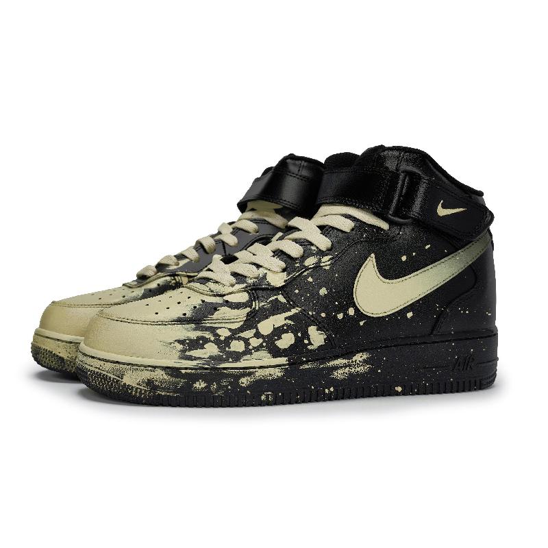 [Custom Male and female interstellar light Mi]  Air Force 1 Skateboard Shoes Unisex Mid-Top Rice