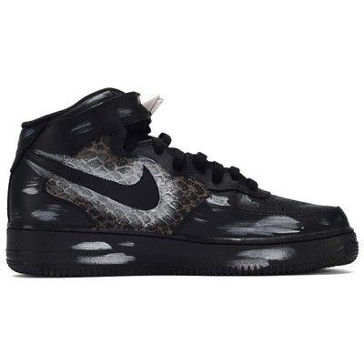 [Custom The male and female versions of SNAKE]  Air Force 1 Skateboard Shoes Unisex High-Top Black White