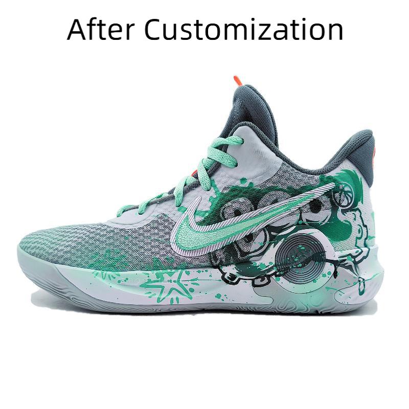 [Custom Mint bomb]  KD Trey 5 X Basketball Shoes Unisex Mid-top Cyan
