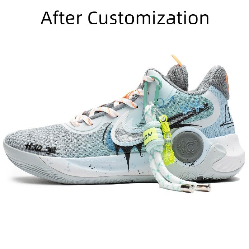 [Custom Summer mint]  KD Trey 5 IX Basketball Shoes Unisex Mid-Top Mint Blue