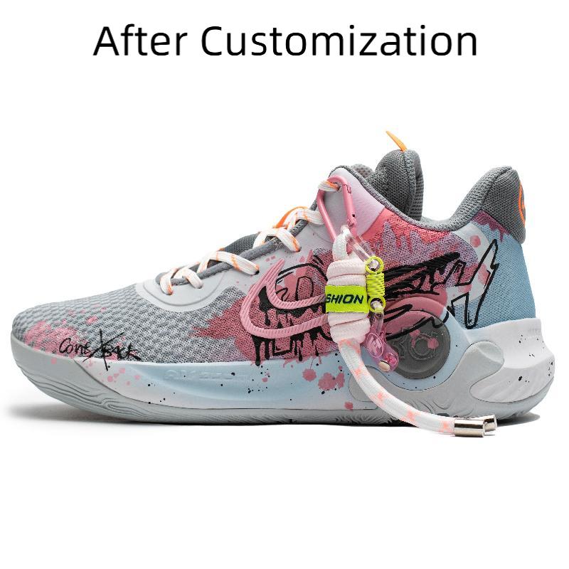 [Custom Graffiti storm]  KD Trey 5 IX Basketball Shoes Unisex Mid-Top Pink