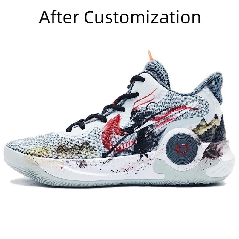 [Custom Let me be free and easy]  KD Trey 5 IX Basketball Shoes Unisex Mid-Top Black/White/Grey