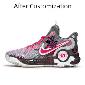 [Custom Little Rabbit Rhapsody]  KD Trey 5 Basketball Shoes Unisex Mid-Top Gray/Pink