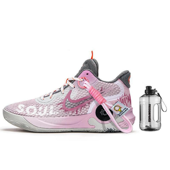 [Custom "Powder Melody"]  KD Trey 5 Basketball Shoes Unisex Mid-Top Gray/Pink