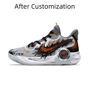 [Custom The flames of war spread like wildfire]  KD Trey 5 IX Basketball Shoes Unisex Mid-Top Black Gray