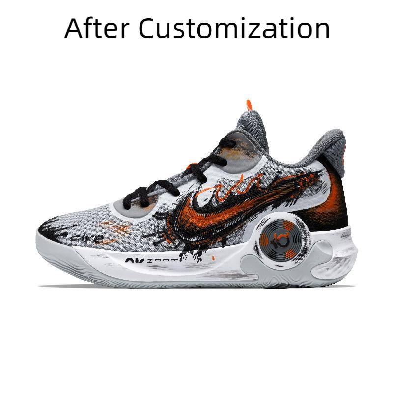 [Custom The flames of war spread like wildfire]  KD Trey 5 IX Basketball Shoes Unisex Mid-Top Black Gray