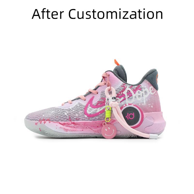 [Custom Pink Lady]  KD Trey 5 IX Basketball Shoes Unisex Mid-Top White
