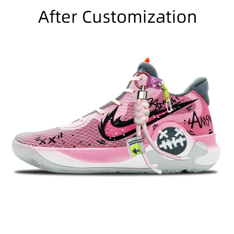[Custom The same kind of funny chirping for both men and women]  KD Trey 5 IX Basketball Shoes Unisex Mid-Top Black/Pink/Gray