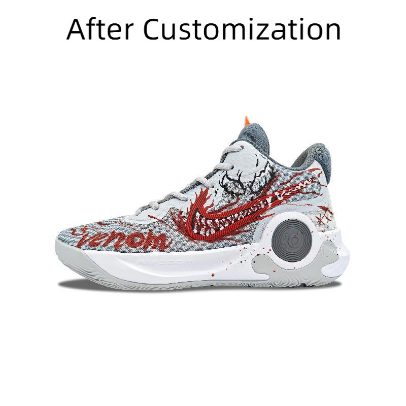 [Custom Splash Ink Venom 2.0]  KD Trey 5 IX Basketball Shoes Unisex Mid-top Gray-red-white