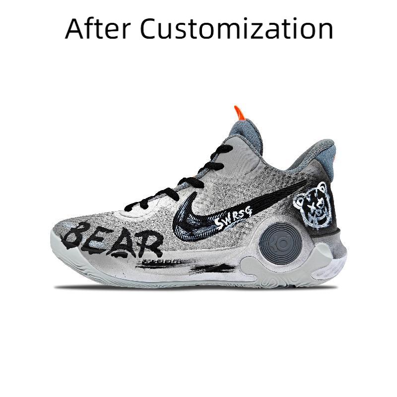 [Custom Scar-faced bear]  KD Trey 5 IX Basketball Shoes Unisex Low-Top Black Gray