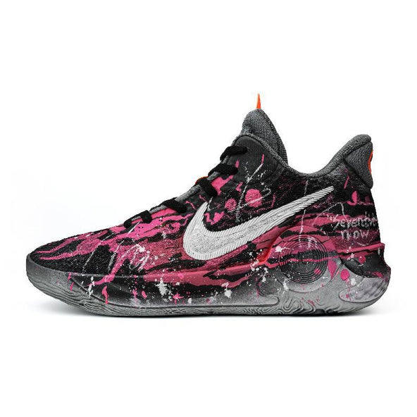 [Custom Cool Motion Powder Ink]  KD Trey 5 IX Basketball Shoes Unisex Mid-Top Black/Pink