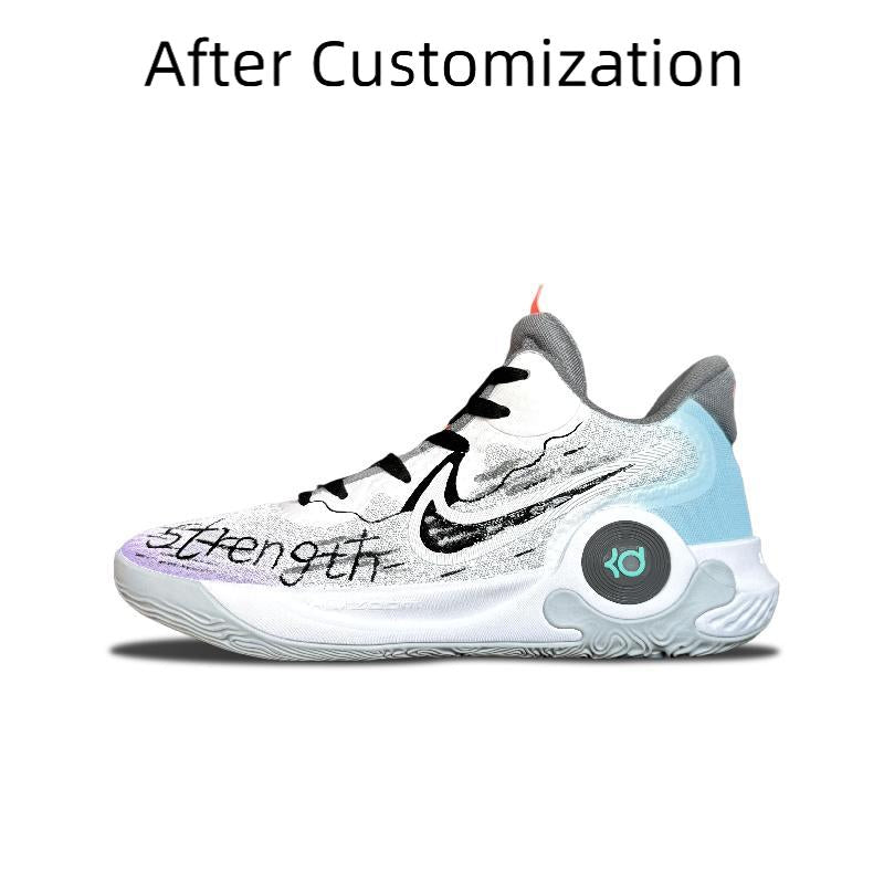 [Custom Future Warrior]  KD Trey 5 Basketball Shoes Unisex Mid-Top Blue/White