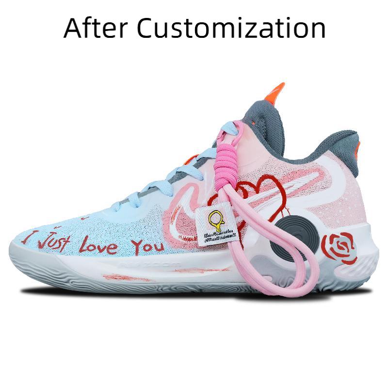 [Custom Love at first sight]  KD Trey 5 IX Basketball Shoes Unisex Mid-Top Pink/Blue