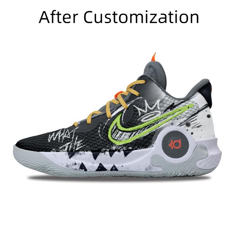 [Custom Unisex SWAGGY]  KD Trey 5 IX Basketball Shoes Unisex Mid-Top Gray/Black/Green