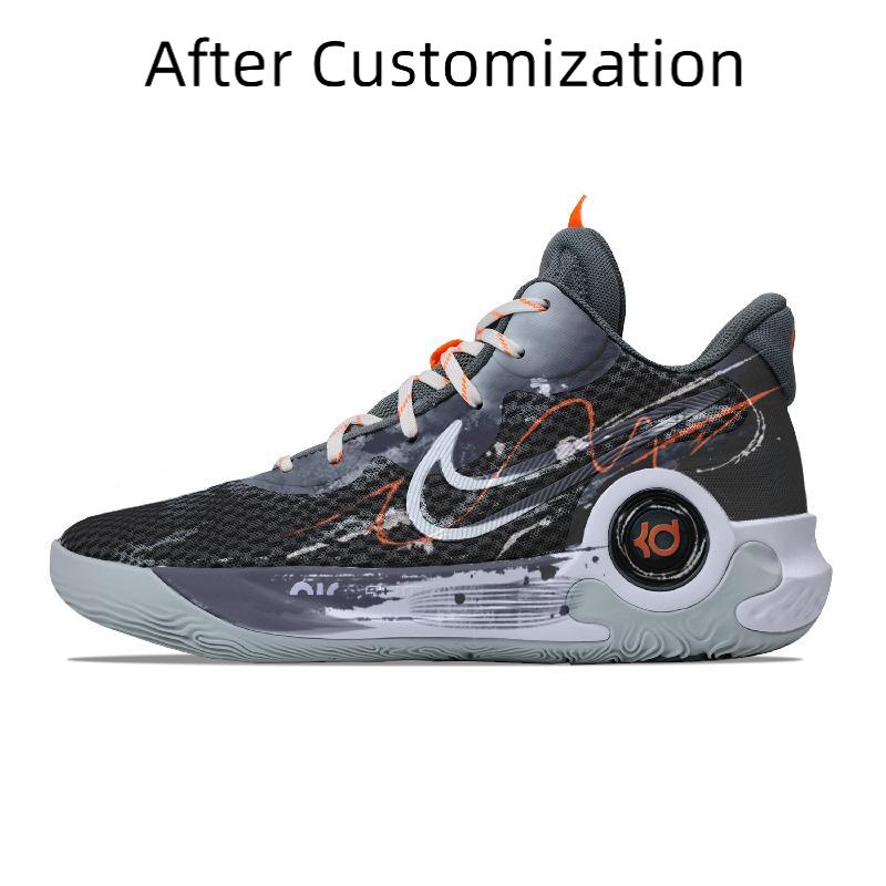 [Custom Unisex Dawn Frontline style]  KD Trey 5 IX Basketball Shoes Unisex Mid-Top Black/Gray/Orange