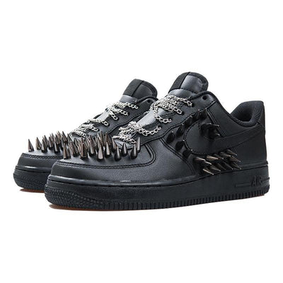 [Custom Pure black punk rivets]  Air Force 1 Skateboarding Shoes Women's Low-top Black