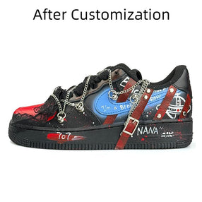 [Custom Nana Osaki E] Nike Air Force 1 Skateboarding Shoes Women's Low-top Black
