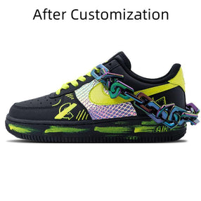 [Custom Bumblebee] Nike Air Force 1 Skateboarding Shoes Women's Low-top Yellow