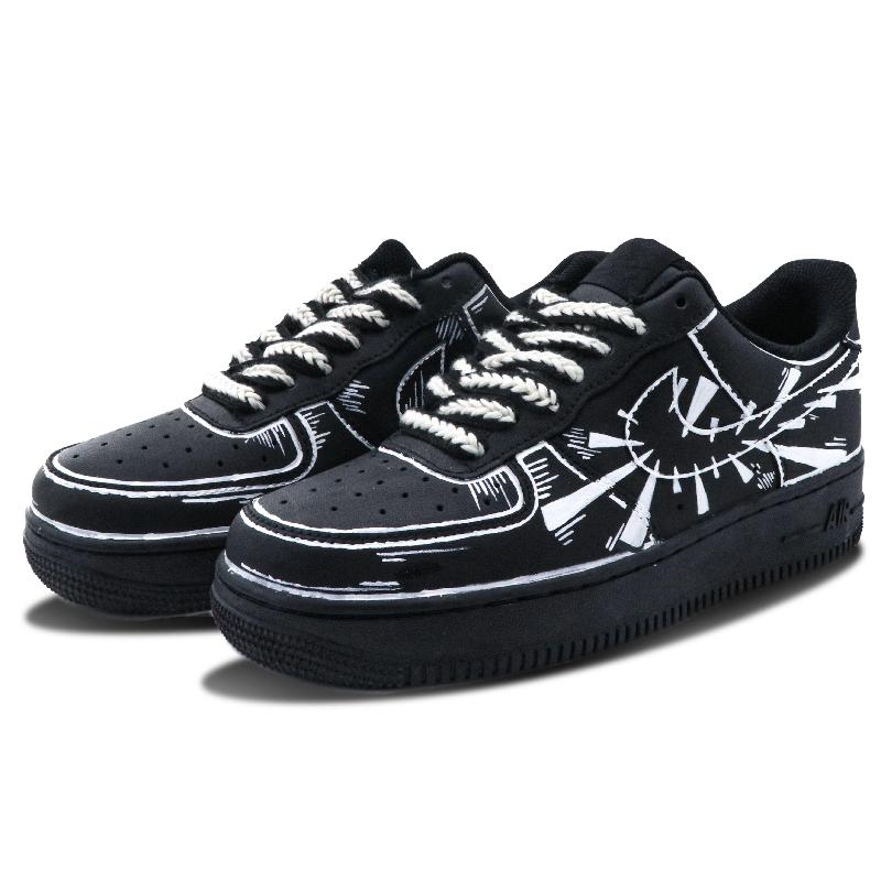 [Custom Racing]  Air Force 1 Skateboarding Shoes Women's Low-top White