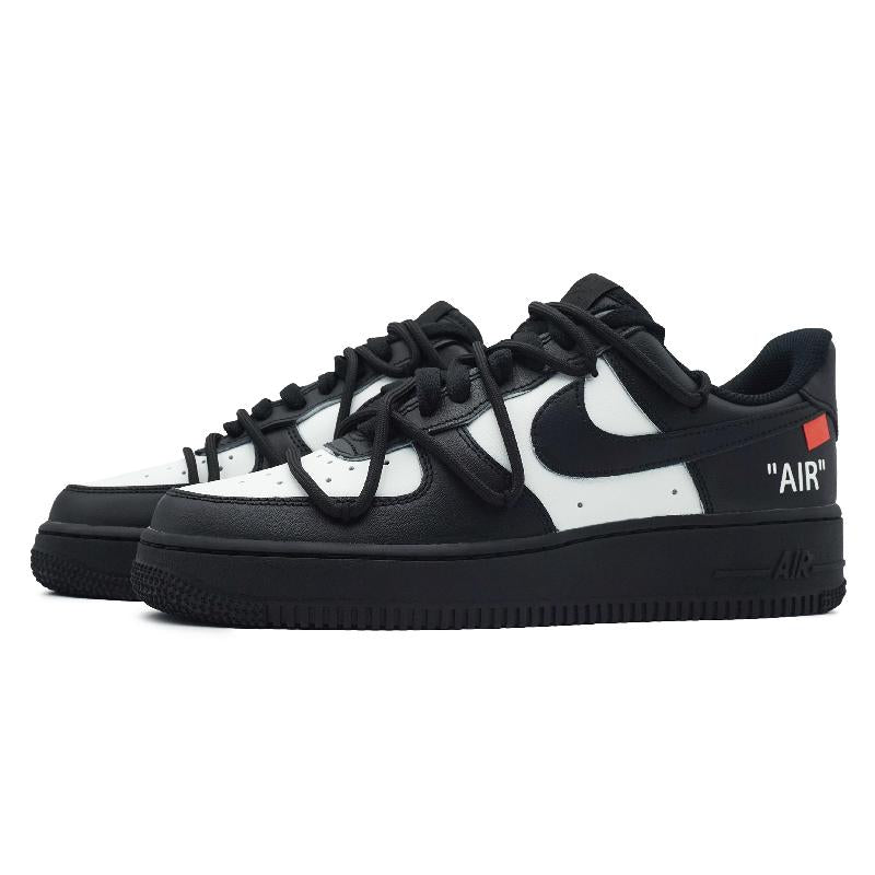 [Custom Women's black and white checkered style]  Air Force 1 Skateboard Shoes Women's Low-Top Black/White