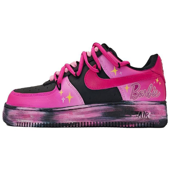 [Custom Neon Barbie]  Air Force 1 Skateboarding Shoes Women's