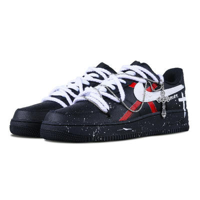 [Custom The female version becomes a dark warrior]  Air Force 1 Skateboarding Shoes Women's Low-top Black