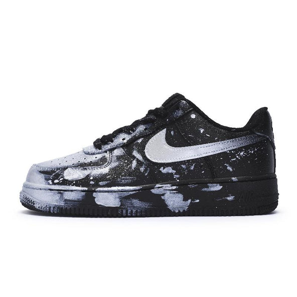[Custom A crazy graffiti silver for women]  Air Force 1 Skateboard Shoes Women's Low-Top Silver
