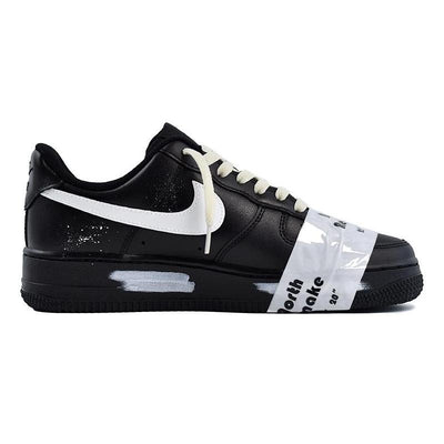 [Custom "North Latitude Smiling Face"]  Air Force 1 Skateboarding Shoes Women's Low-top Black/white