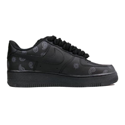 [Custom Female cashew flower black]  Air Force 1 Skateboarding Shoes Women's Low-top Black