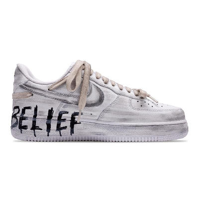 [Custom Play Cool Factor]  Air Force 1 Skateboard Shoes Women's Low-Top Gray Black