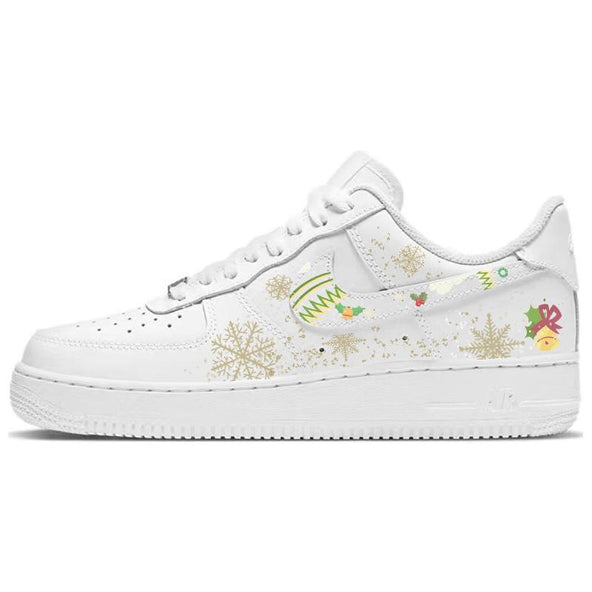 [Custom Christmas bell ringing]  Air Force 1 Skateboarding Shoes Women's Low-top Red/white