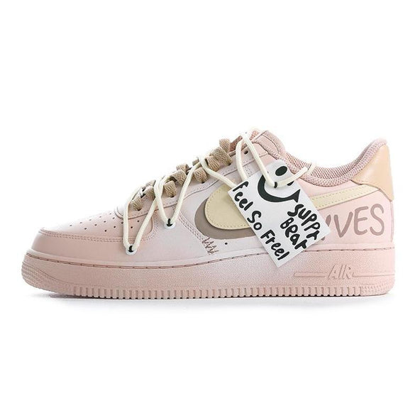 [Custom Pearl Blush]  Air Force 1 Skateboarding Shoes Women's Low-top Yellow/Brown