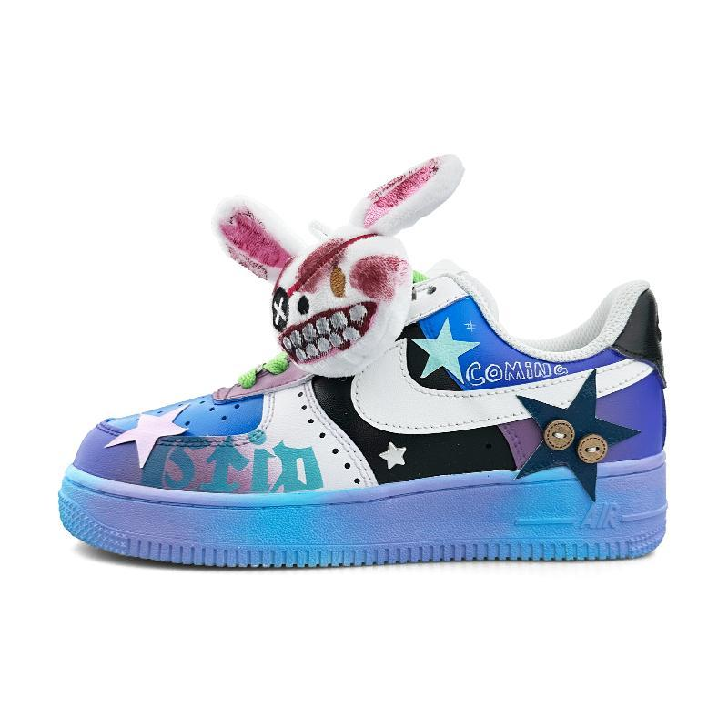 [Custom Blue Rabbit E]  Air Force 1 Skateboarding Shoes Women's