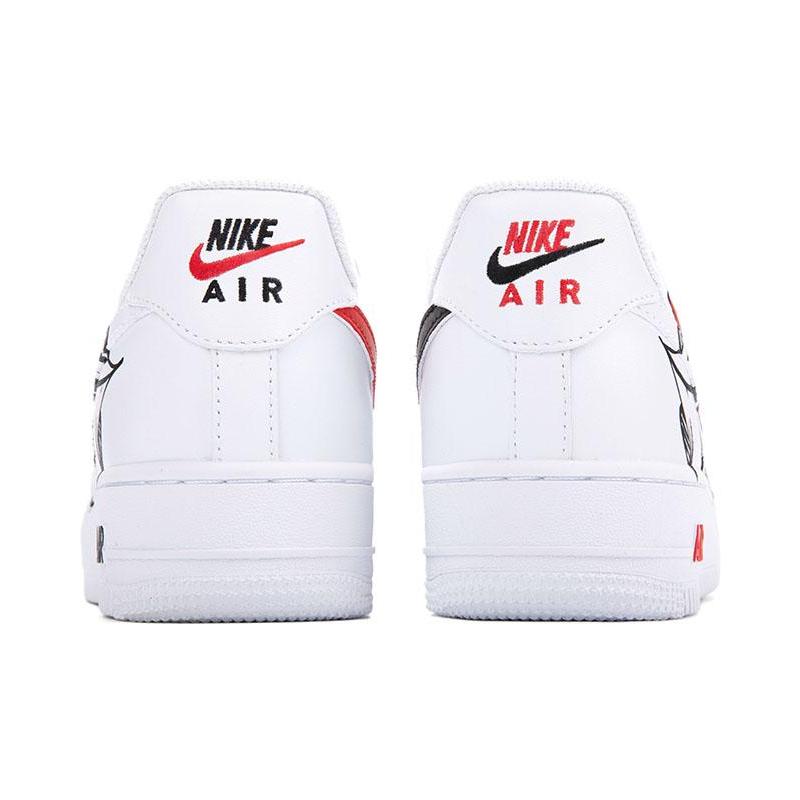 [Custom Red rose]  Air Force 1 Skateboarding Shoes Women's Low-top Red/Black