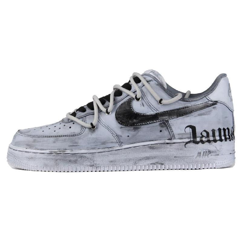 [Custom 520 Gothic Dark]  Air Force 1 Skateboarding Shoes Women's Low-top Black/grey/white