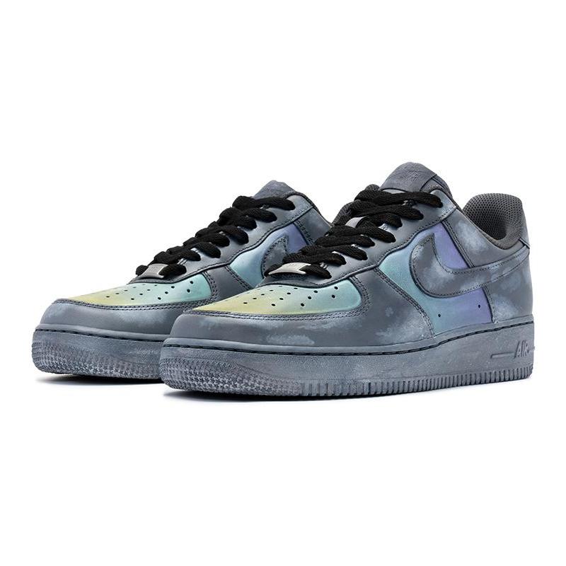 [Custom Women's gradient cloud grayish blue]  Air Force 1 Skateboarding Shoes Women's Low-top Grey/Blue
