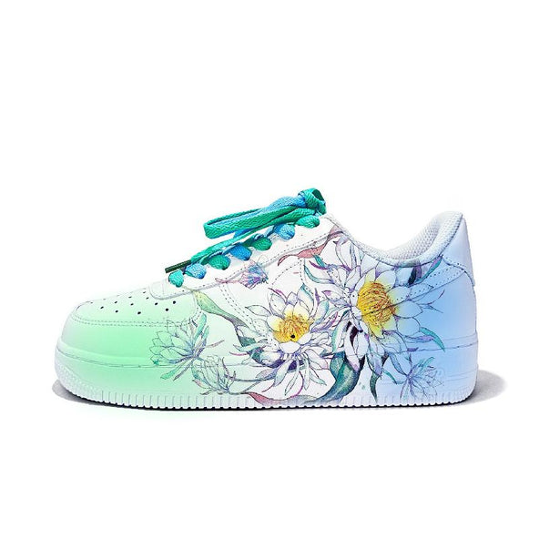 [Custom Lotus emerging from water]  Air Force 1 Skateboard Shoes Women's Low-Top