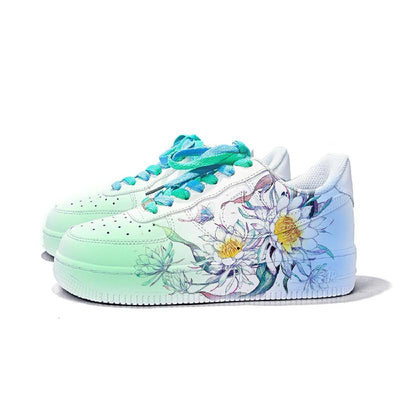[Custom Lotus emerging from water]  Air Force 1 Skateboard Shoes Women's Low-Top