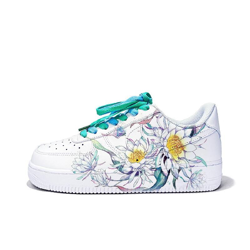 [Custom Lotus emerging from water]  Air Force 1 Skateboard Shoes Women's Low-Top