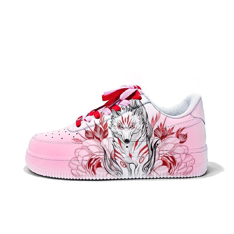 [Custom Exotic Silver Wolf]  Air Force 1 Skateboarding Shoes Women's Low-top