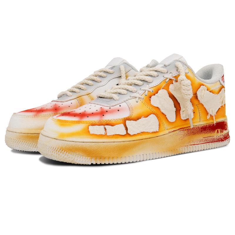 [Custom The Night of All Souls for women]  Air Force 1 Skateboarding Shoes Women's Low-top Orange/red/white