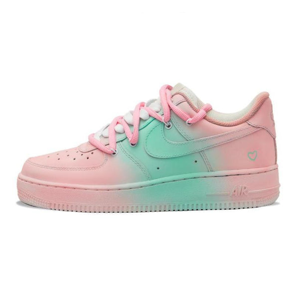 [Custom Unicorn girl]  Air Force 1 Skateboarding Shoes Women's Low-top Pink/Green