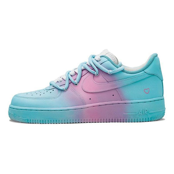 [Custom Macaron woman]  Air Force 1 Skateboarding Shoes Women's Low-top Blue/Purple