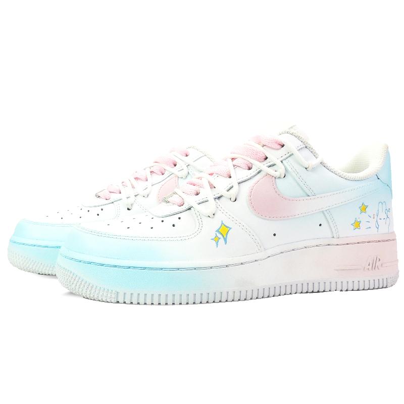 [Custom Travel Around The Galaxy]  Air Force 1 Skateboarding Shoes Women's Low-top Blue/pink/white