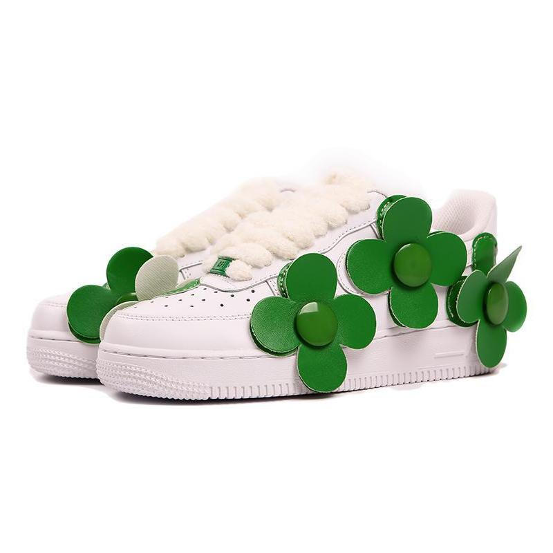 [Custom Women's green small flowers]  Air Force 1 Skateboarding Shoes Women's