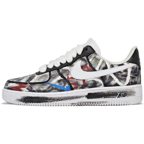 [Custom Hand-drawn style]  Air Force 1 Skateboard Shoes Women's Low-Top White/Black