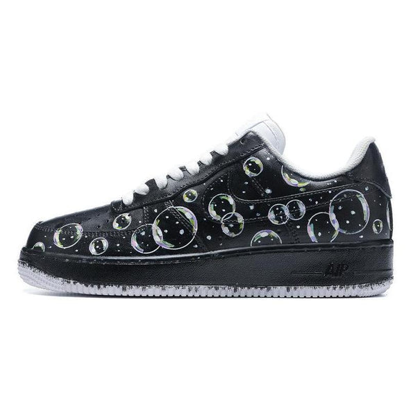 [Custom Female graffiti bubble]  Air Force 1 Skateboarding Shoes Women's Low-top Black