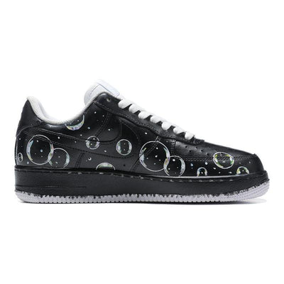 [Custom Female graffiti bubble]  Air Force 1 Skateboarding Shoes Women's Low-top Black